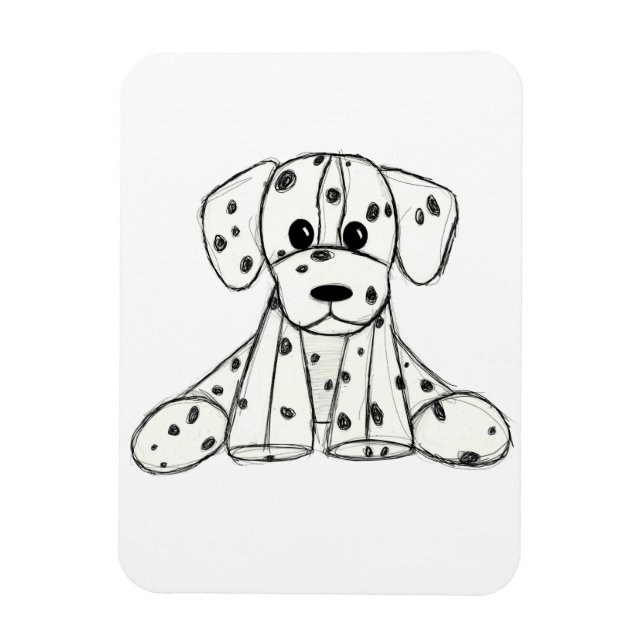 Magnet Flexible Dessin simple de contour de chien en peluche dalma (Vertical)