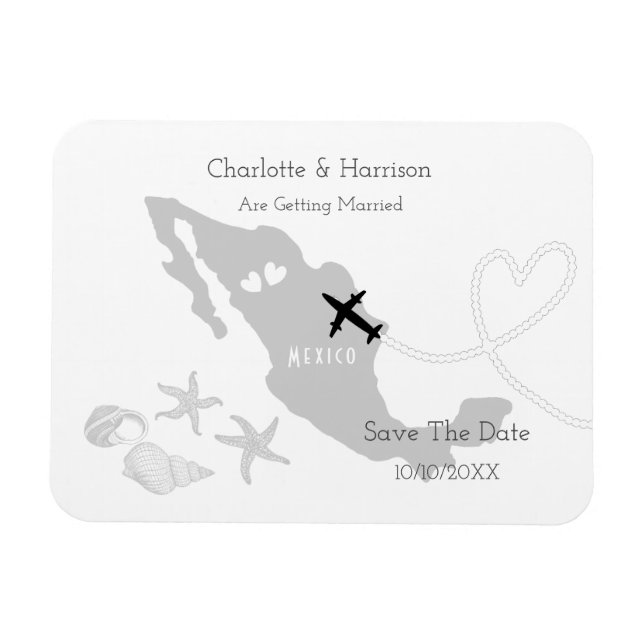 Magnet Flexible Destination Mariage Mexique Enregistrer la date (Horizontal)