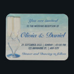 Magnet Flexible Destination plage élégante invitation mariage<br><div class="desc">Destination plage,  tropical élégant aimant invitation mariage. Une photo de la côte et deux verres à champagne mariages avec base en forme de coeur. Idéal pour les mariages d'été sur la plage. Vous pouvez modifier le texte ou l'arrière - plan.</div>