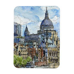 Magnet Flexible Destinations   Watercolor River Thames Waterfront