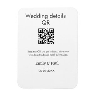 Magnet Flexible Détails mariage Web scan QR ajouter nom couple