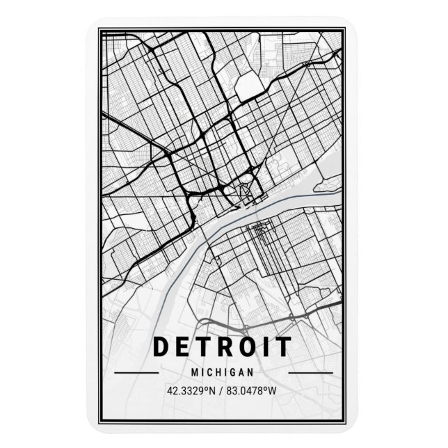 Magnet Flexible Detroit Michigan USA City Travel City Carte (Vertical)