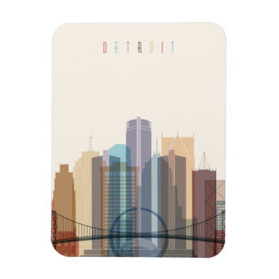 Magnet Flexible Detroit, Michigan Ville Skyline