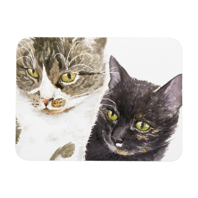 Magnet Flexible Deux chats - tabby et tortie (Horizontal)