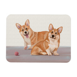 Magnet Flexible Deux Corgis mignons