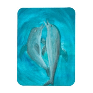 Magnet Flexible Deux dauphins jouant sauvage et libre dans l'océan