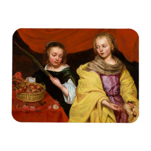 Magnet Flexible Deux filles comme Saint Agnes et Saint Dorothea
