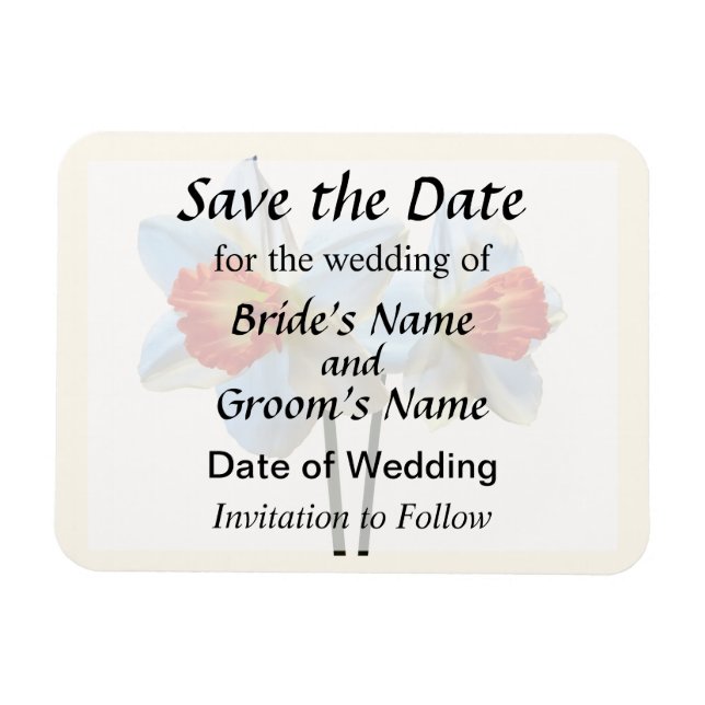 Magnet Flexible Deux jonquilles blanches et orange Save the Date (Horizontal)