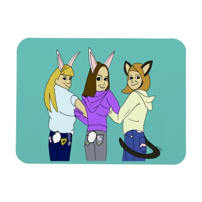 Magnet Flexible Deux lapins et un chaton (Horizontal)
