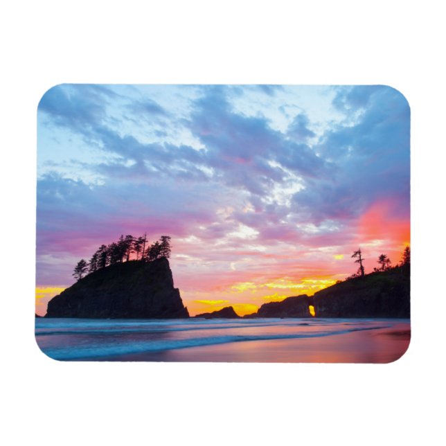 Magnet Flexible Deuxième plage au coucher du soleil, Washington (Horizontal)