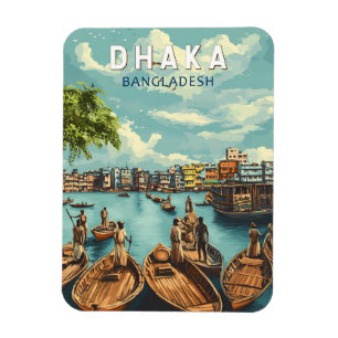 Magnet Flexible Dhaka Bangladesh Illustration Voyage Art Vintage