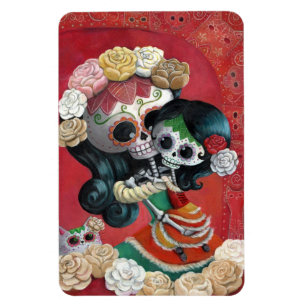 Magnet Flexible Dia de Los Muertos Skeletons Mère et fille