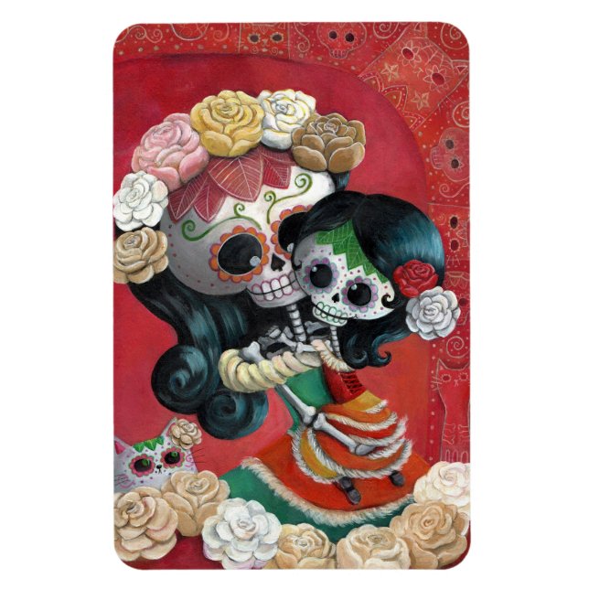 Magnet Flexible Dia de Los Muertos Skeletons Mère et fille (Vertical)