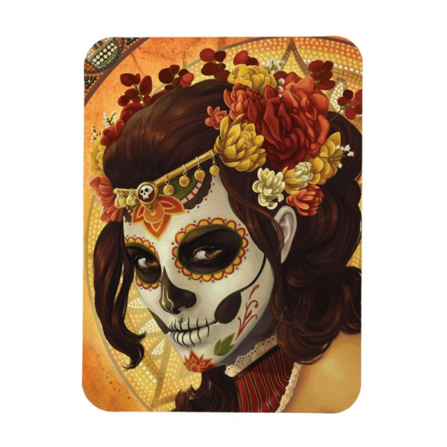 Magnet Flexible Dia De Los Muertos Throw Pillow (Vertical)