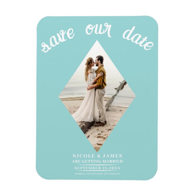 Magnet Flexible Diamant bleu turquoise Mariage photo Enregistrer l (Vertical)