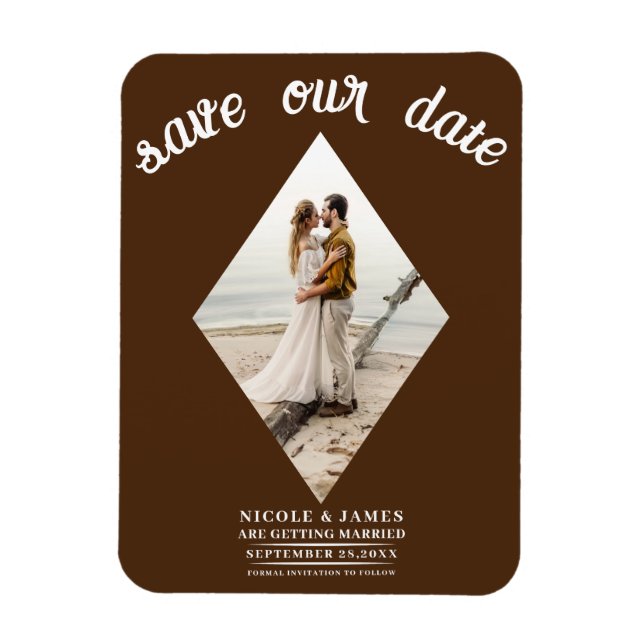 Magnet Flexible Diamant Brown foncé photo mariage Enregistrer la d (Vertical)