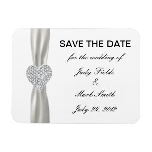Magnet Flexible Diamond Coeur Blanc Mariage Enregistrer La Date Ma