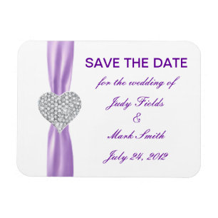 Magnet Flexible Diamond Coeur Purple Mariage Enregistrer La Date M