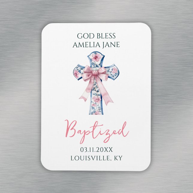 Magnet Flexible Dieu Béni Fille Baptême Garder (God Bless Girl Baptism Keepsake Magnet
)