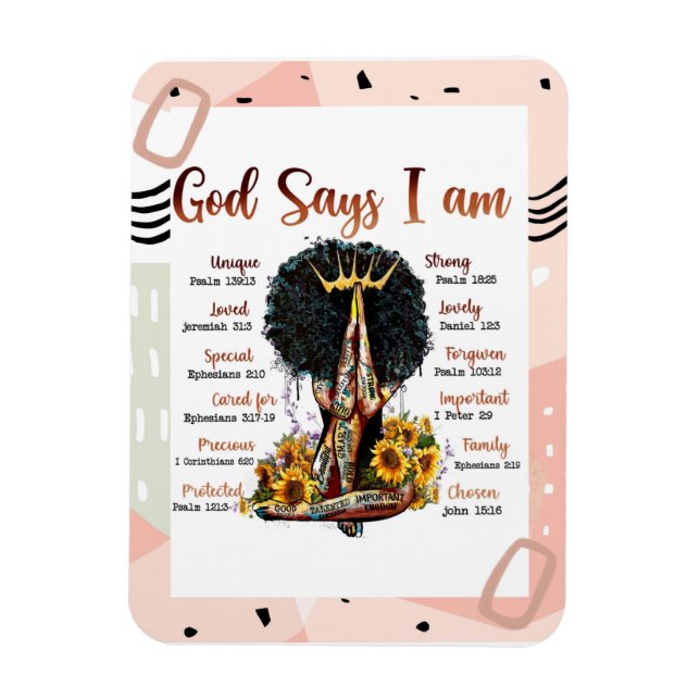 Magnet Flexible Dieu dit que je suis Black Christian Femmes Melani (Vertical)