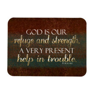 Magnet Flexible Dieu est notre Refuge Bible Chrétienne Verse Brown
