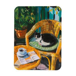 Magnet Flexible Dimanche matin Peinture confortable pour chat et
