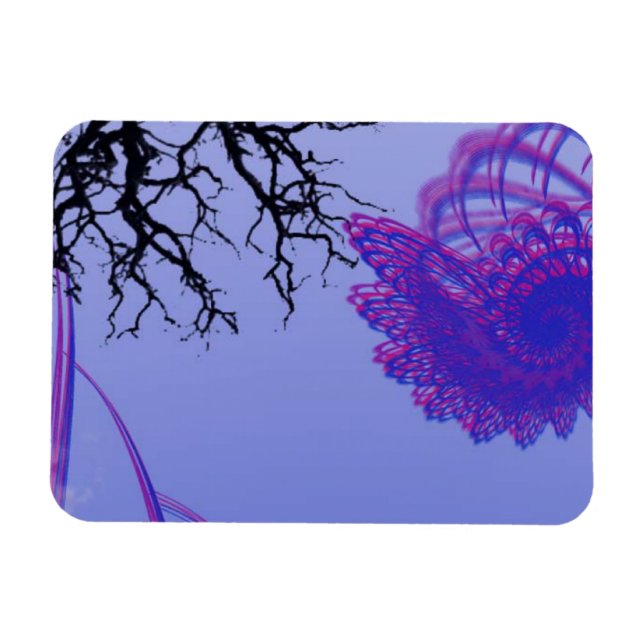 Magnet Flexible Dimensions violettes et roses dans la forêt (Horizontal)