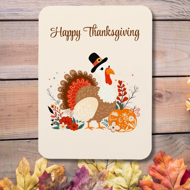 Magnet Flexible Dinde de Thanksgiving avec citrouilles et feuilles (Créateur téléchargé)
