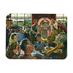 Magnet Flexible Dîner de famille vintage dans un diner avec un juk