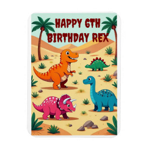 Magnet Flexible Dinosaure coloré Carte d'invitation pour la fête d