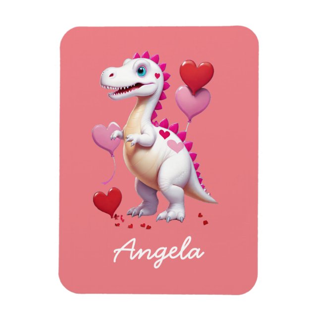Magnet Flexible Dinosaure de la Saint Valentin blanc (Vertical)