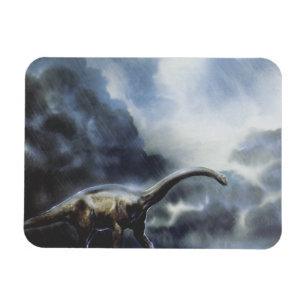 Magnet Flexible Dinosaures vintages, Barapasaurus avec nuages de t