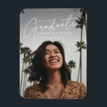 Magnet Flexible Diplôme de la photographie de script moderne<br><div class="desc">Présentez notre Moderne Script Graduate 2 Photos Graduation Faire-part Invitation! Célébrez votre jalon académique avec élégance et style contemporain. Cette invitation comporte une police de script et de l'espace pour deux photos chères, créant un design personnalisé et moderne. Que vous soyez diplômé du lycée, de l'université ou d'ailleurs, cette invitation...</div>