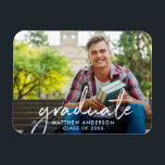 Magnet Flexible Diplôme de photographie de script manuscrit<br><div class="desc">Moderne tendance manuscrit Script Graduate Photo Graduate Magnet</div>