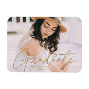 Magnet Flexible Diplôme d'or moderne Script photo Graduate
