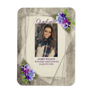 Magnet Flexible Diplôme Rustique Floral Pansy Photo