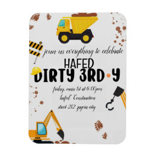 Magnet Flexible Dirty 3e année Troisième anniversaire Invitation