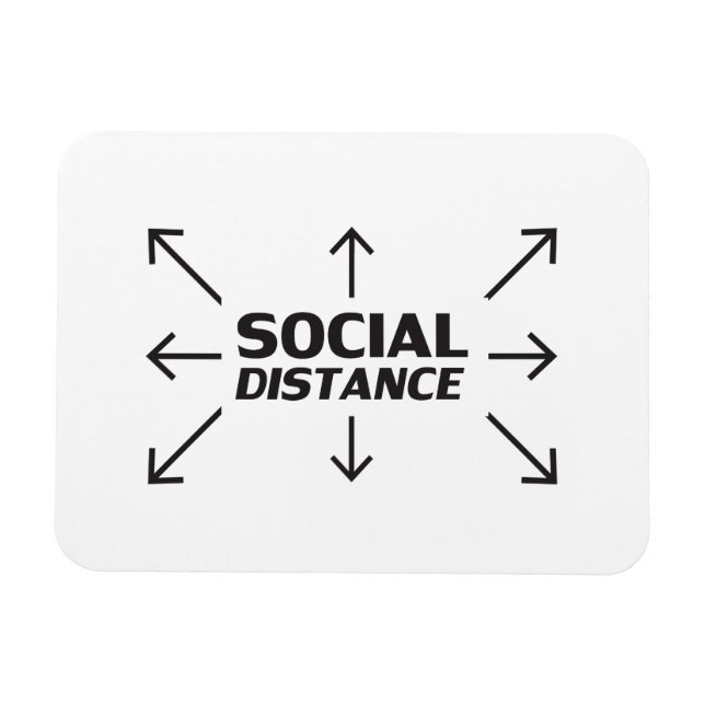 Magnet Flexible Distance sociale typographie moderne et flèches dr (Horizontal)