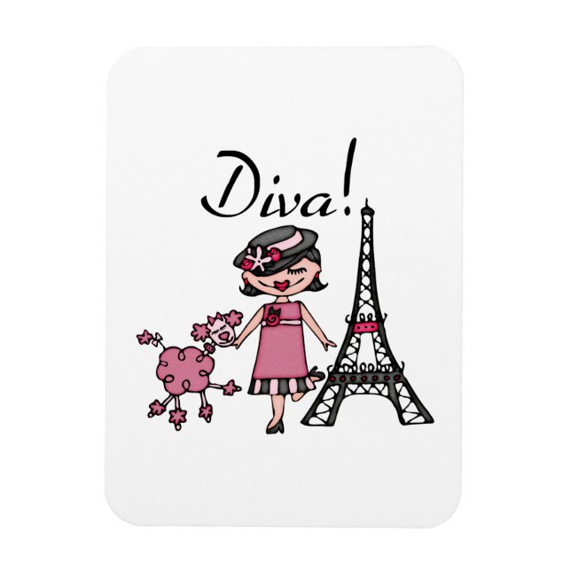 Magnet Flexible Diva de cheveux noirs (Vertical)