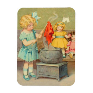 Magnet Flexible Dolly Lave fille Vintage Jouer Poupées mignonne