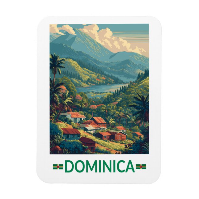 Magnet Flexible Dominica Travel Art Vintage (Vertical)