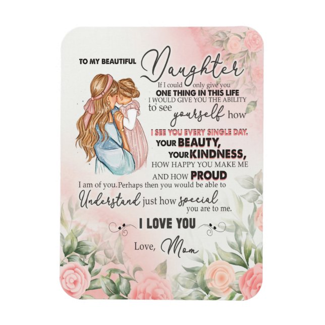 Magnet Flexible Don de fille | Lettre À Ma Fille De Maman (Vertical)