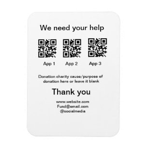 Magnet Flexible Donation Collection conseil pot ajouter votre q r