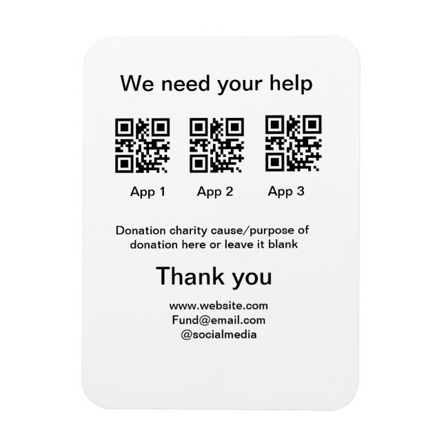 Magnet Flexible Donation Collection conseil pot ajouter votre q r  (Vertical)