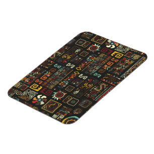 Magnet Flexible Doodle africain géométrique vintage noir