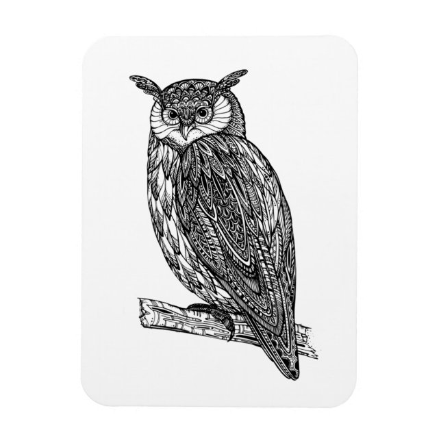 Magnet Flexible Doodle de Chouette animal Totem sauvage (Vertical)
