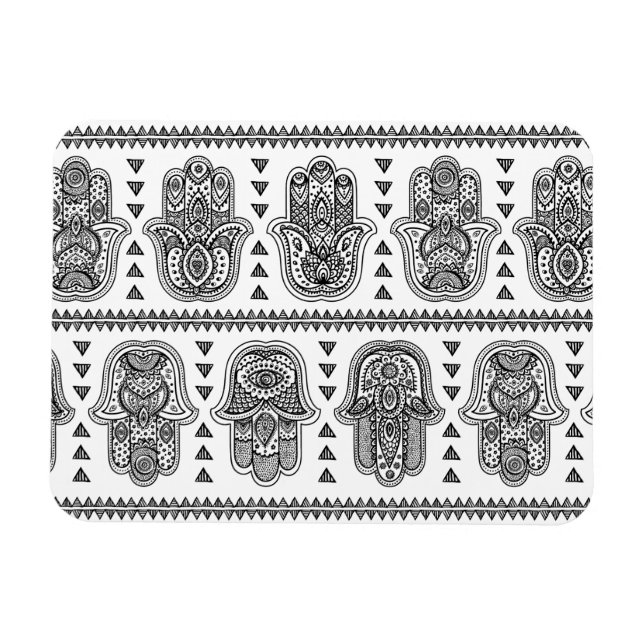 Magnet Flexible Doodle de Hamsa tiré par la main indienne (Horizontal)