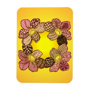 Magnet Flexible Doodle Flowers in Peach, Orange, and Gold