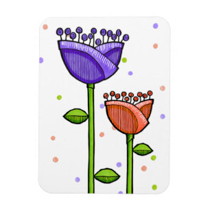 Magnet Flexible Doodle Fun Doodle Flowers violet orange points Pre