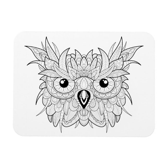 Magnet Flexible Doodle Portrait de chouette (Horizontal)